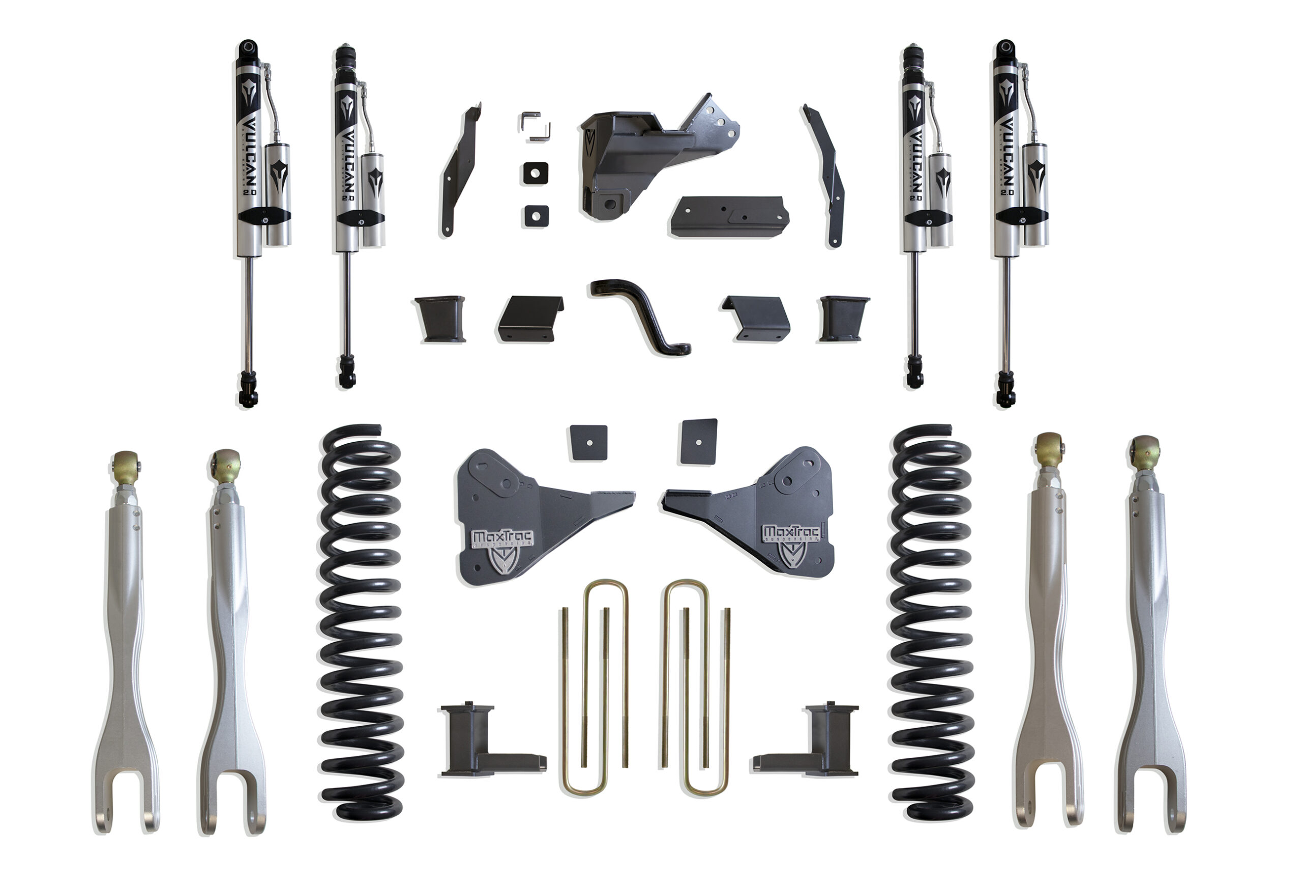 2023-2026 F-250/F-350 4WD DIESEL 8" LIFT KIT W/ 4-LINKS (VULCAN RESERVOIR SHOCKS)