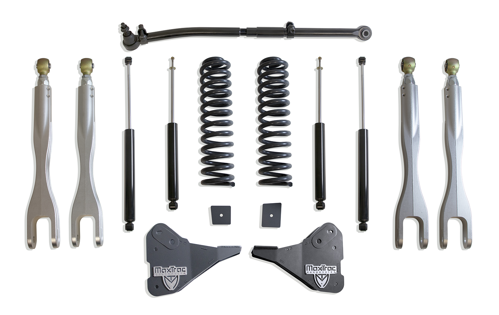 2023-2026 F-250/F-350 4WD DIESEL 2.5" COIL SPRING LEVELING KIT W/ 4-LINKS (MAX TRAC SHOCKS)