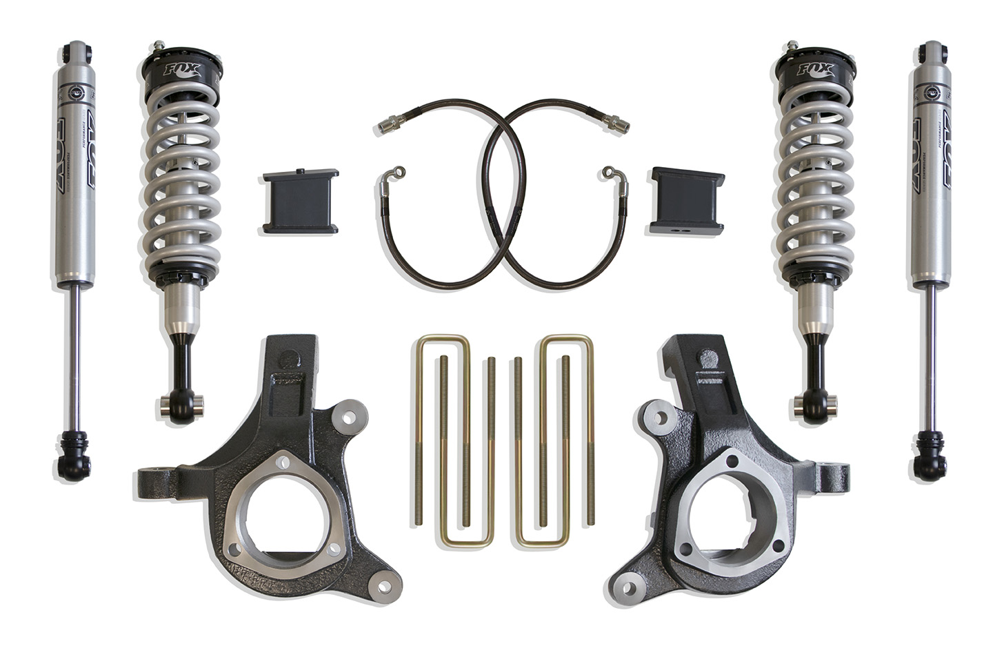 2007-2016 SILVERADO/SIERRA 1500 2WD 6" LIFT KIT (FOX SHOCKS) (CAST STEEL ARMS)