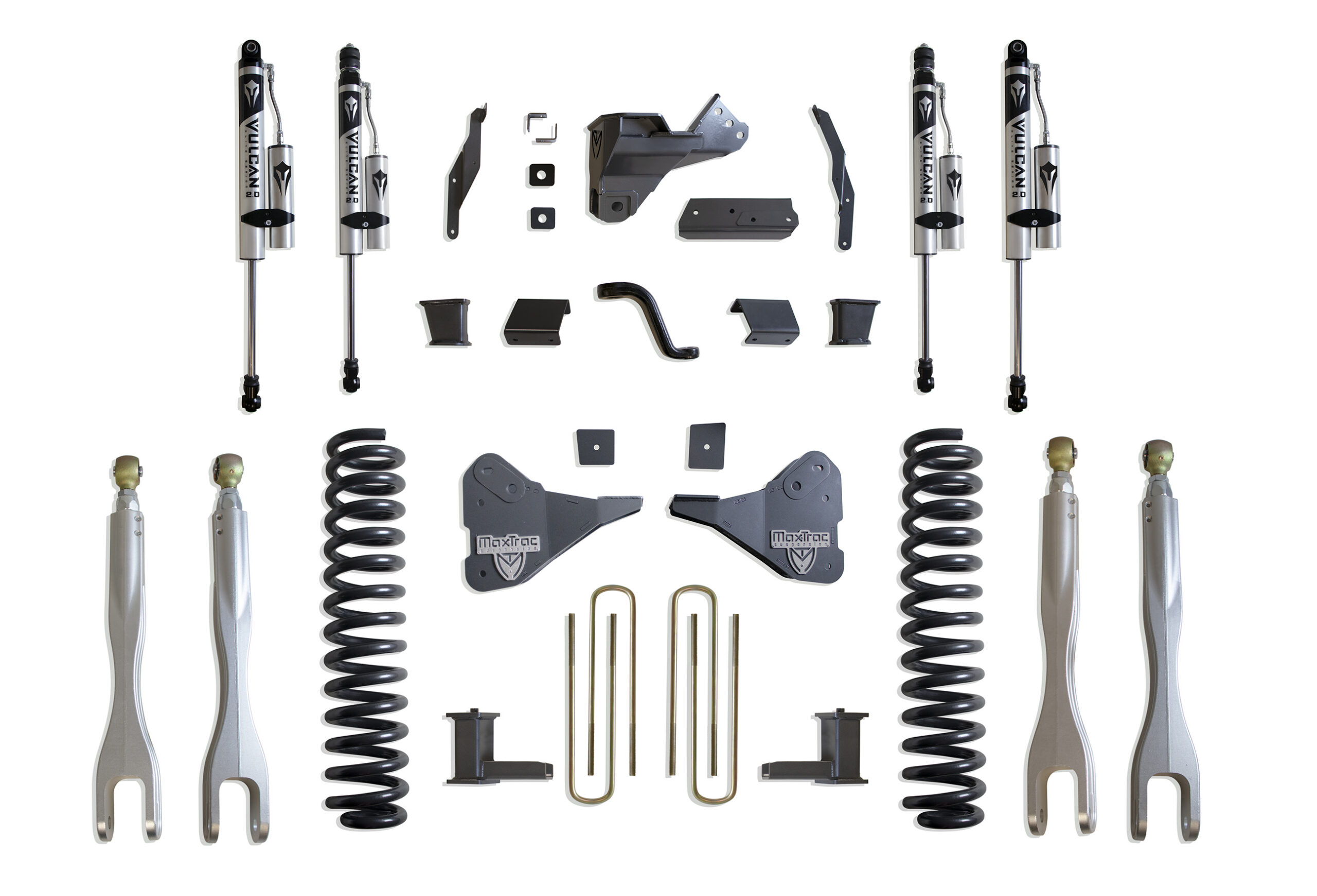 2023-2026 F-250/F-350 4WD DIESEL 8" LIFT KIT W/ 4-LINKS (VULCAN RESERVOIR SHOCKS)