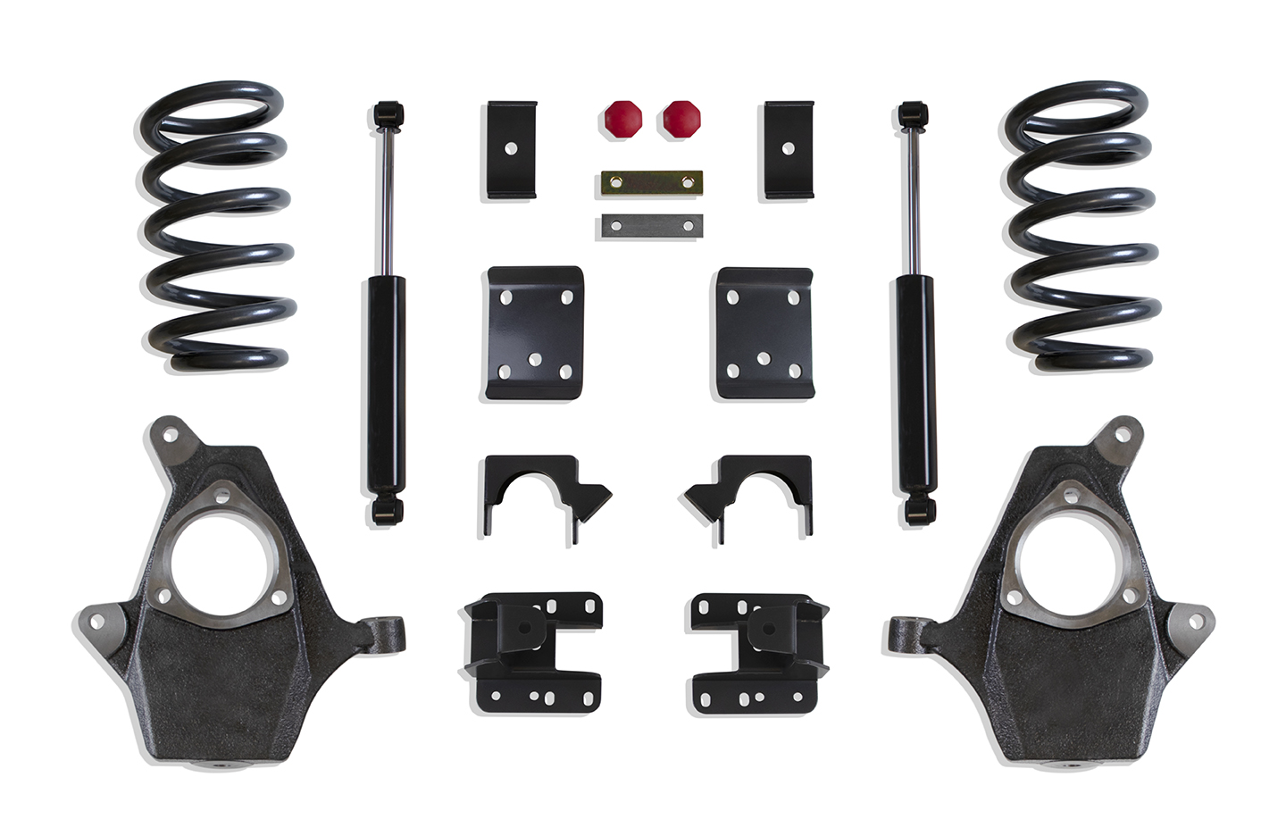 2007-2013 SILVERADO/SIERRA 1500 2WD/4WD 4"/6" LOWERING KIT (COILS/SPINDLES, SINGLE CAB) (CAST STEEL ARMS)