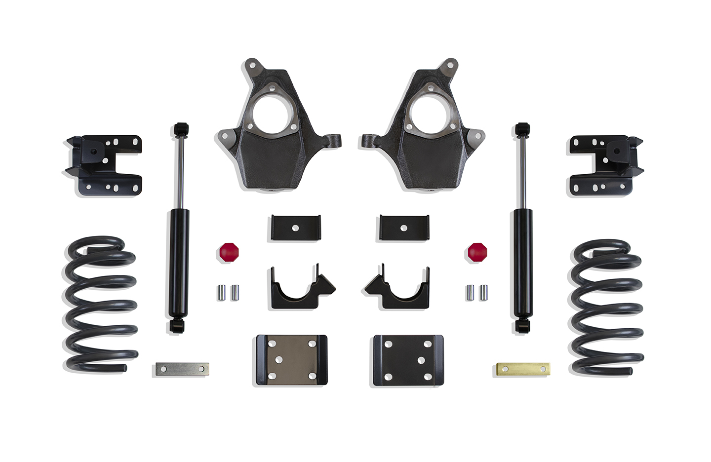 2014-2018 SILVERADO/SIERRA 1500 2WD/4WD 3"/5" LOWERING KIT (SPINDLES/COILS, EXT/CREW CAB, CAST STEEL ARMS)
