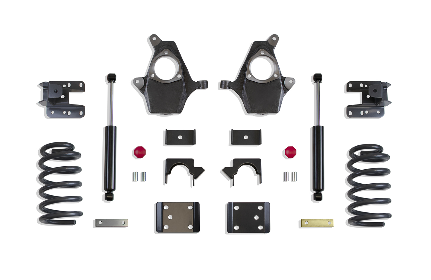 2014-2018 SILVERADO/SIERRA 1500 2WD/4WD 4"/6" LOWERING KIT (SPINDLES/COILS, EXT/CREW CAB, CAST STEEL ARMS)