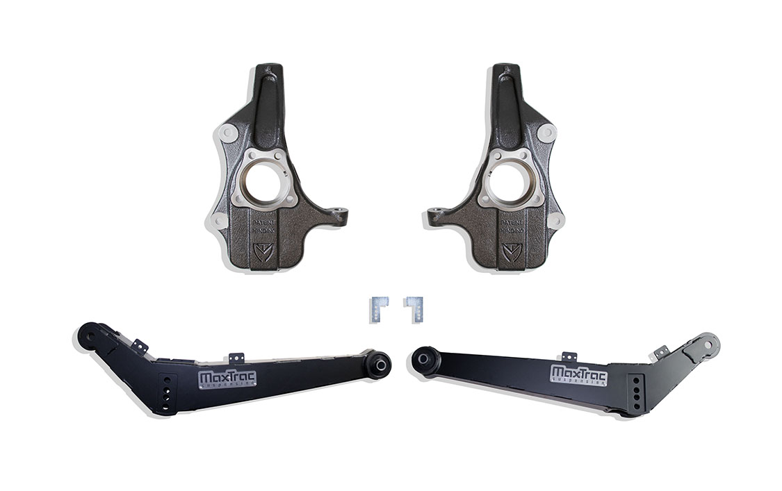 2021-2026 GM SUV 2"/3" LOWERING KIT (SPINDLES/REAR ARMS) (NON MAGNERIDE/ADAPTIVE RIDE) *** 50% MORE GROUND CLEARANCE OVER 0"-4" ARMS ***