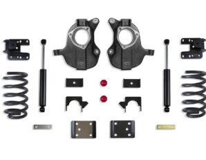 2016-2018 SILVERADO/SIERRA 1500 2WD/4WD 4"/6" LOWERING KIT (SPINDLES/COILS) (2DR, STAMPED/ALUM ARMS)