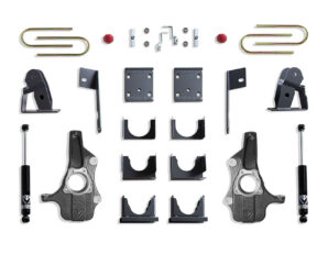 2019-2026 SILVERADO/SIERRA 1500 2WD/4WD 2"/4" LOWERING KIT (SPINDLES) (MODELS W/ MONOLEAF REAR SPRING)